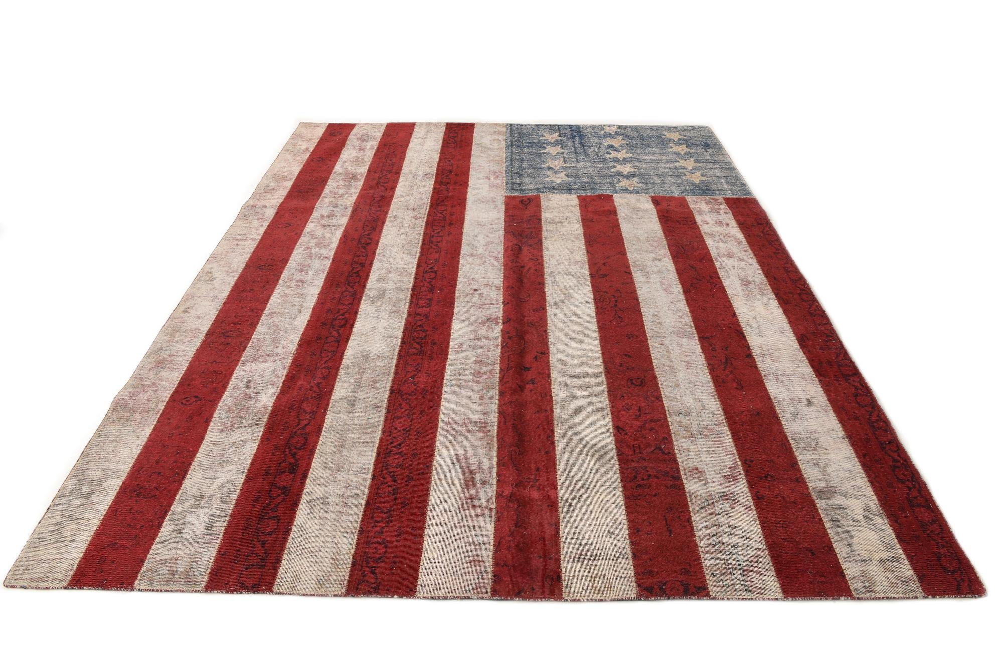 8' 1 x 10' Hand Knotted Ultra Vintage Persian Wool Rug