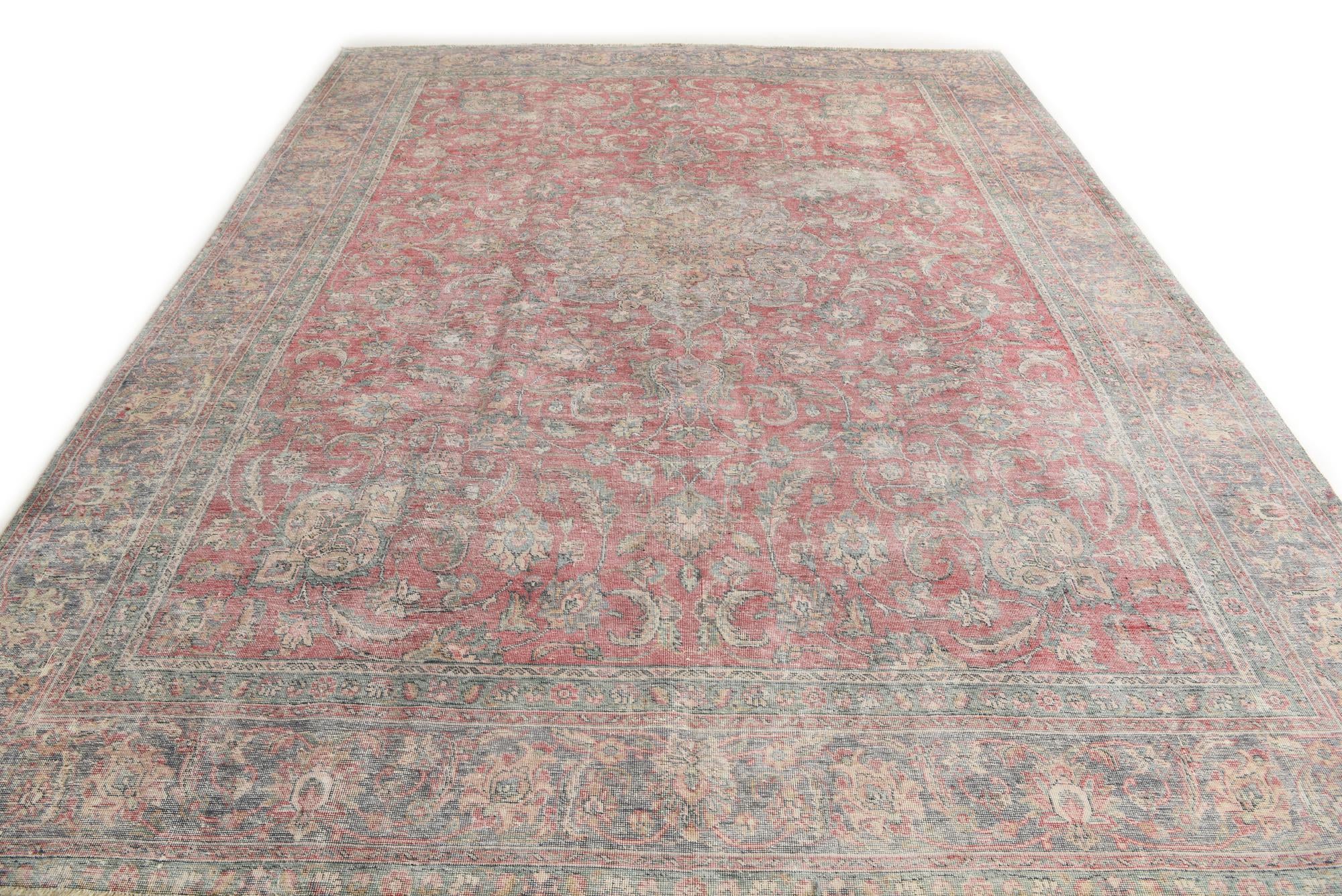 9' 3 x 12' 5 Hand Knotted Ultra Vintage Persian Wool Rug