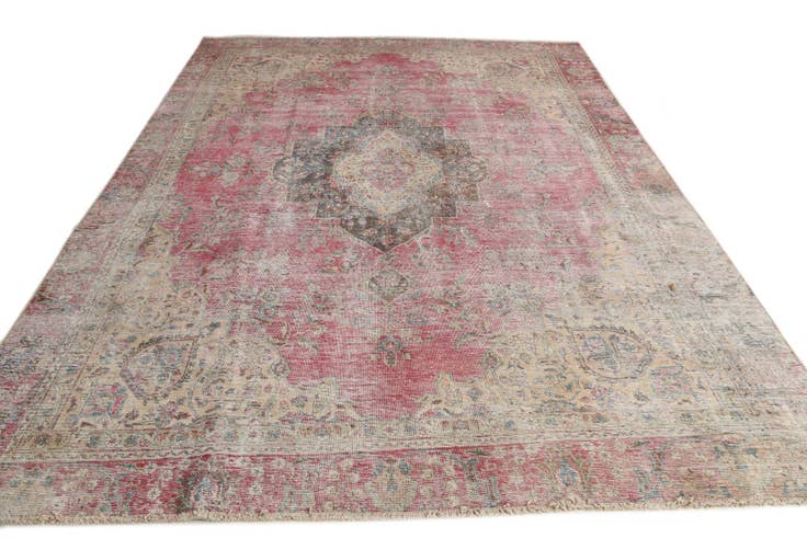 Detail image of 8' 6 x 12' Hand Knotted Ultra Vintage Persian Wool Rug