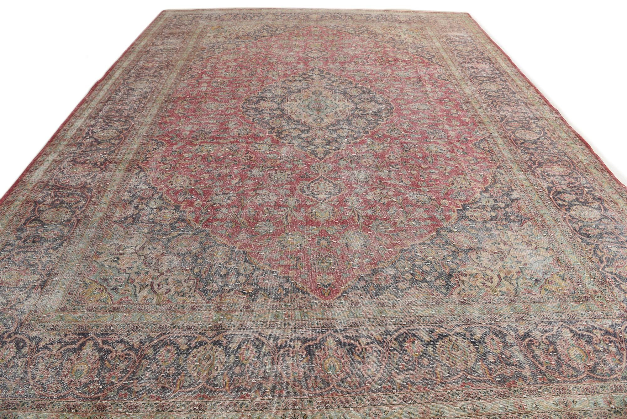 10' x 13' Hand Knotted Ultra Vintage Persian Wool Rug