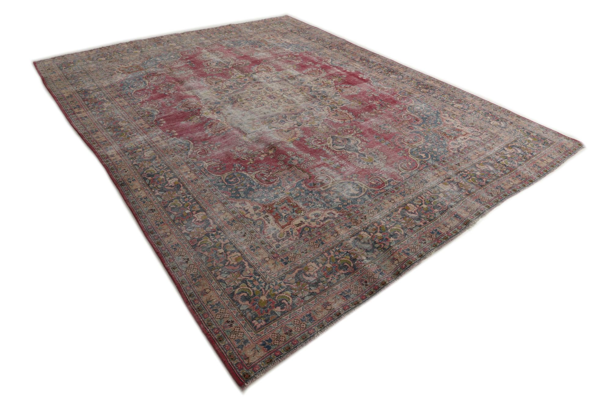 295cm x 375cm Hand Knotted Ultra Vintage Persian Wool Rug