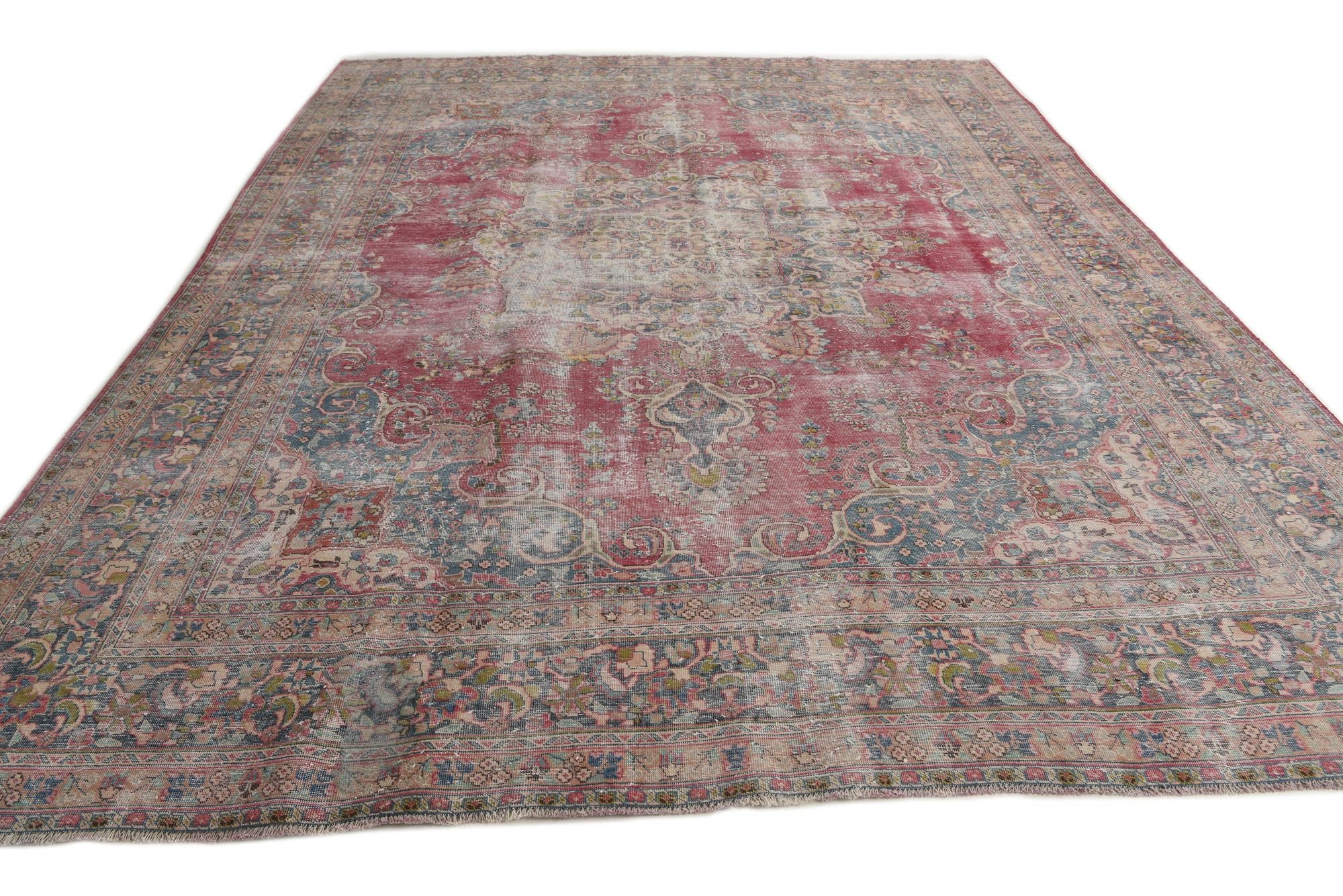 295cm x 375cm Hand Knotted Ultra Vintage Persian Wool Rug