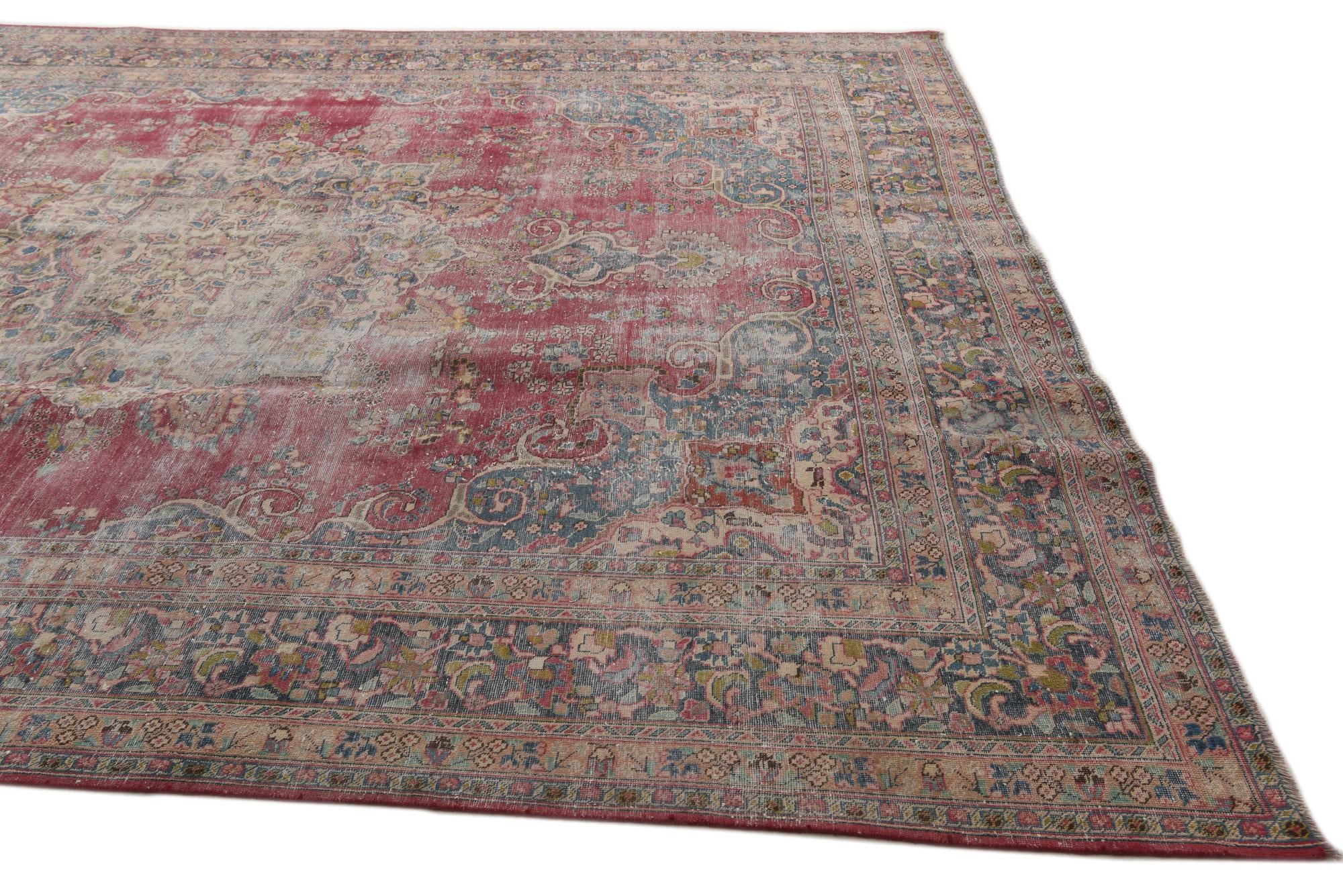 295cm x 375cm Hand Knotted Ultra Vintage Persian Wool Rug