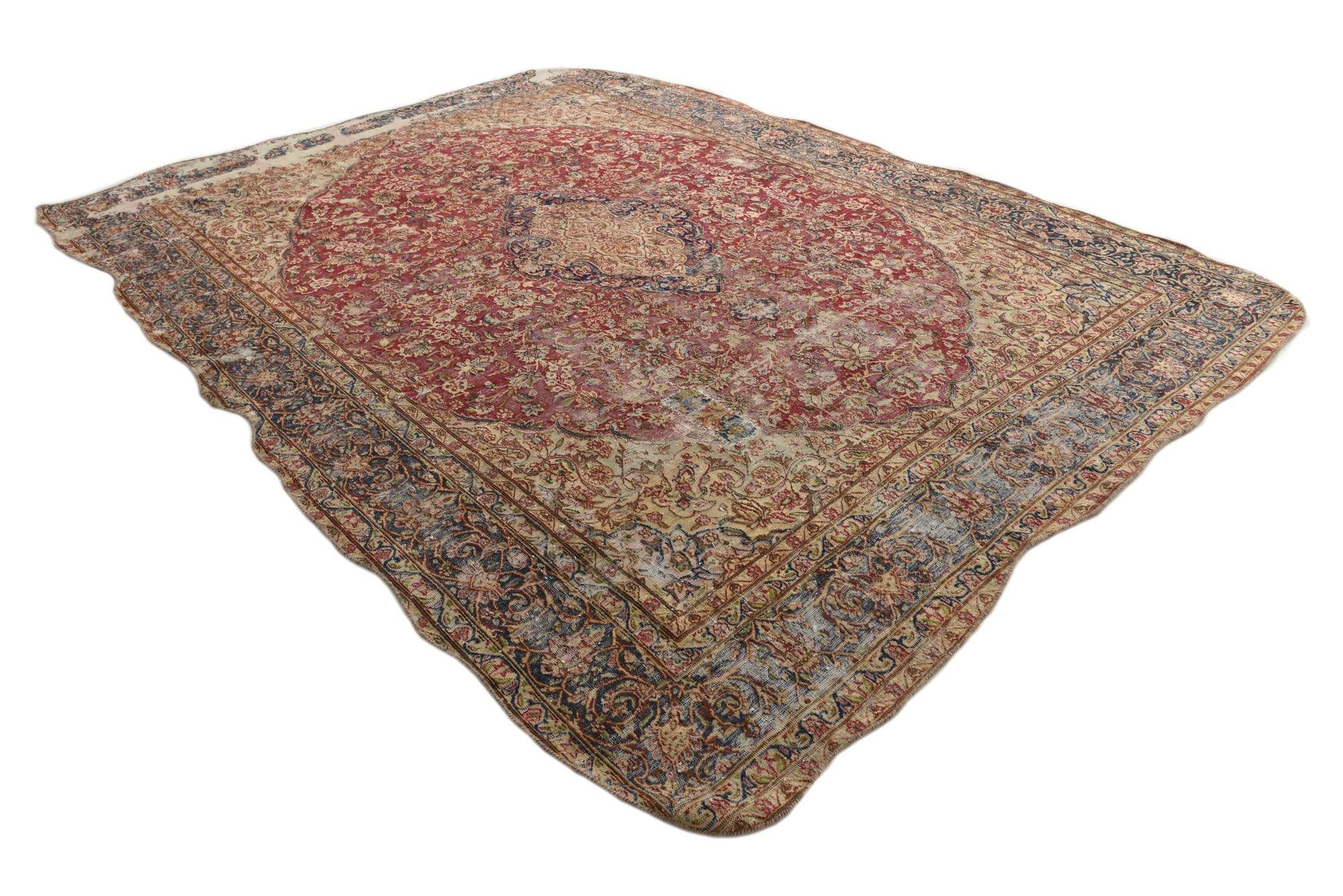 9' 4 x 12' 8 Hand Knotted Ultra Vintage Persian Wool Rug