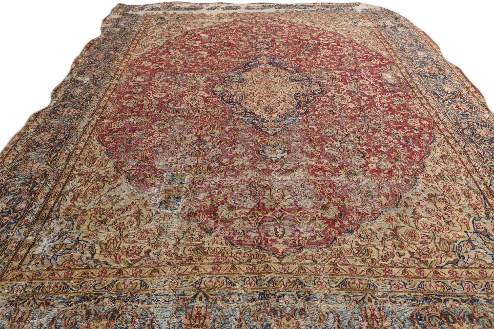 9' 4 x 12' 8 Hand Knotted Ultra Vintage Persian Wool Rug