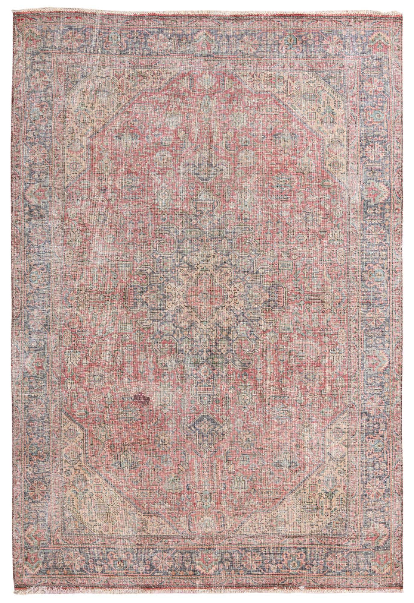 6' 8 x 9' 9 Hand Knotted Ultra Vintage Persian Wool Rug