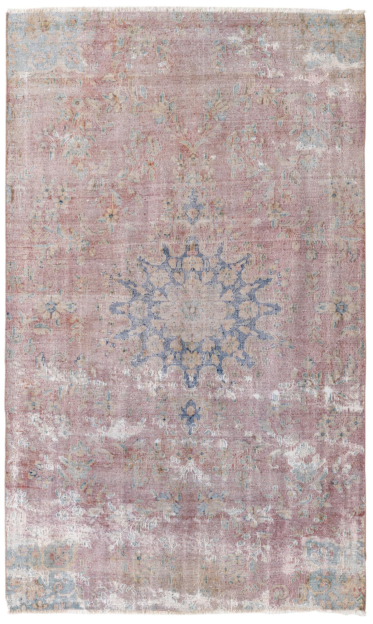 4' 9 x 8' Hand Knotted Ultra Vintage Persian Wool Rug