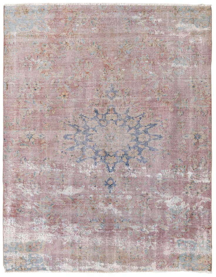 Detail image of 4' 9 x 8' Hand Knotted Ultra Vintage Persian Wool Rug
