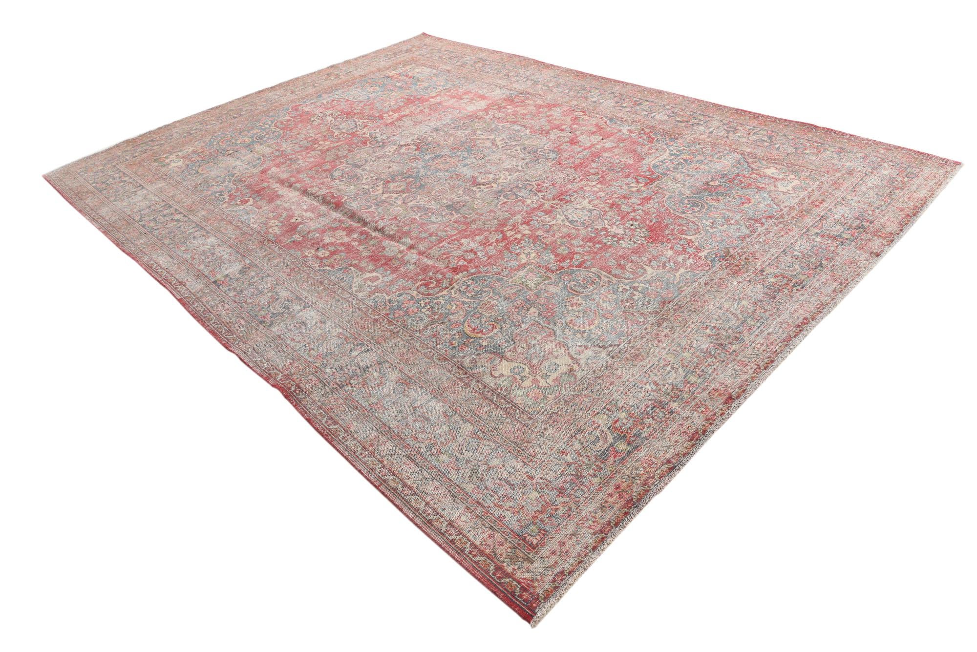 9' 5 x 12' 8 Hand Knotted Ultra Vintage Persian Wool Rug