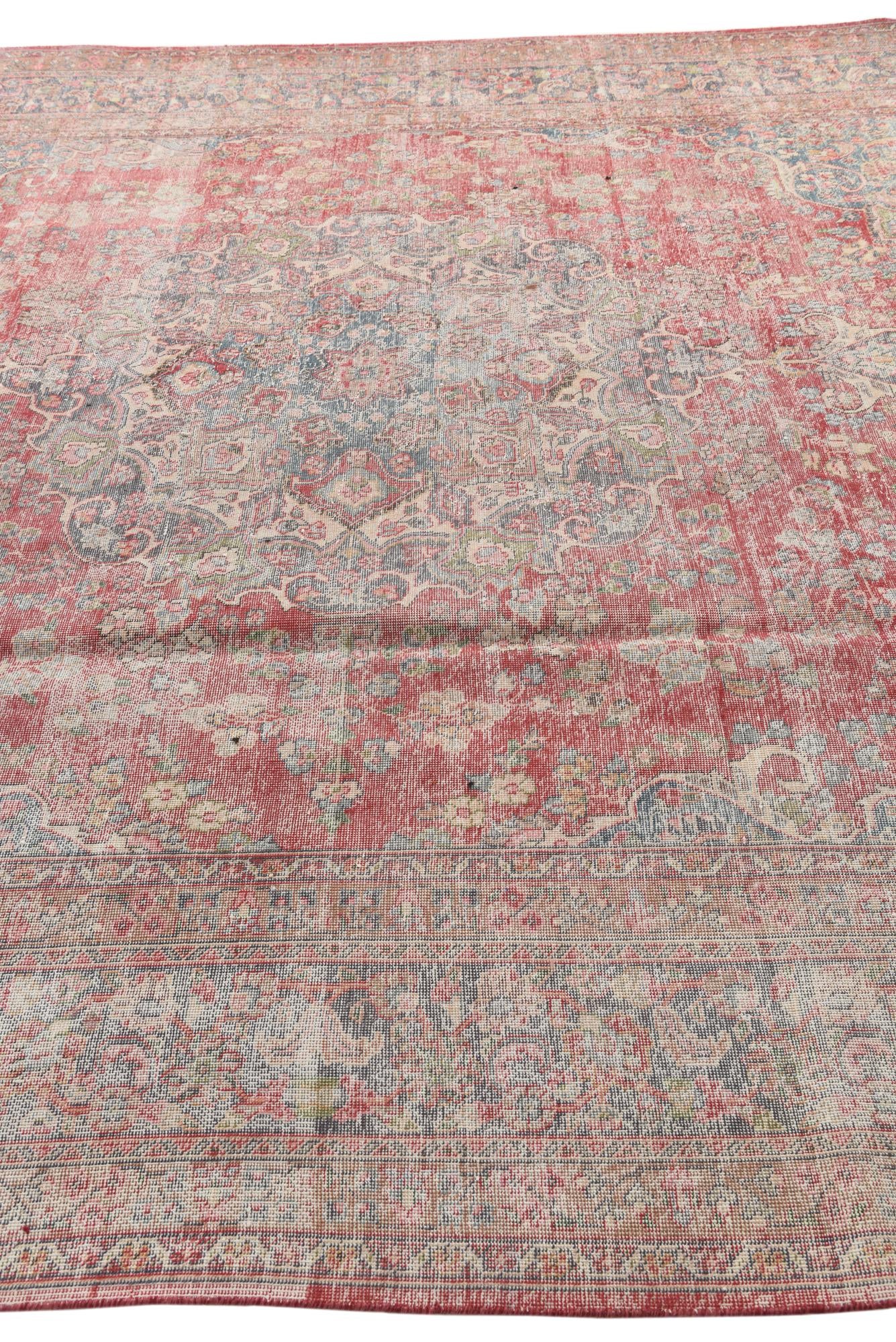 9' 5 x 12' 8 Hand Knotted Ultra Vintage Persian Wool Rug
