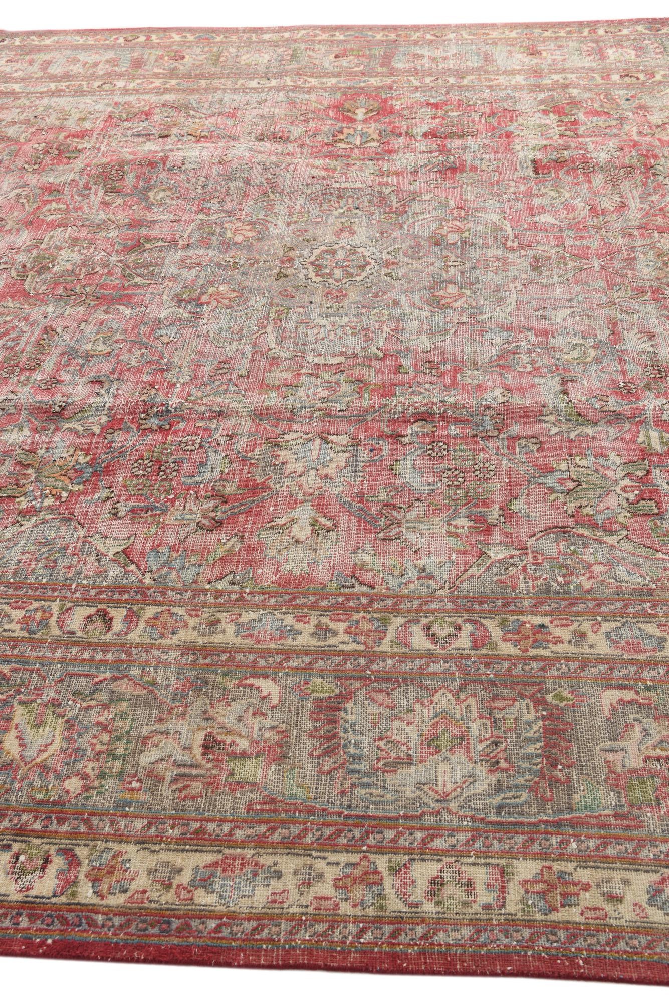 9' 10 x 12' 6 Hand Knotted Ultra Vintage Persian Wool Rug