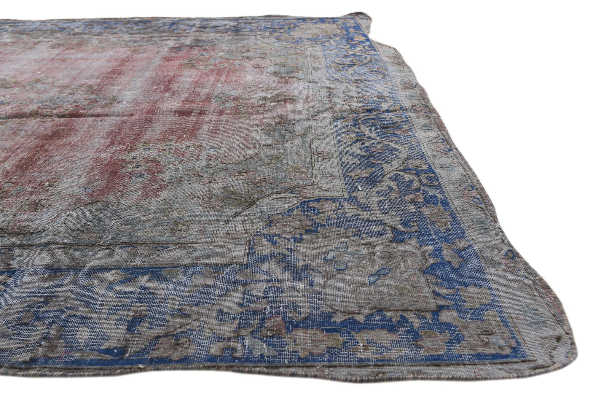 6' 4 x 9' 5 Hand Knotted Ultra Vintage Persian Wool Rug