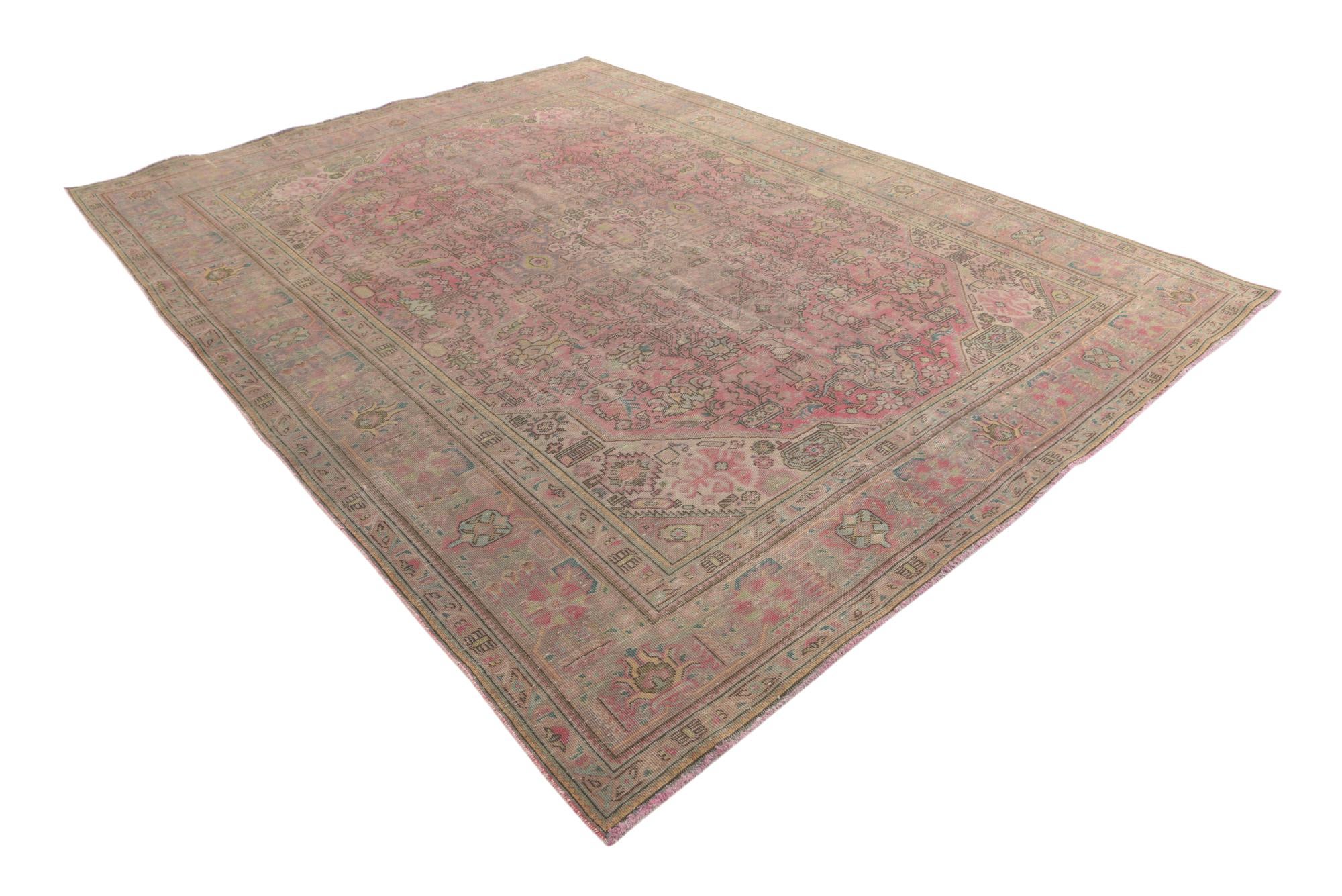 9' 5 x 12' 4 Hand Knotted Ultra Vintage Persian Wool Rug