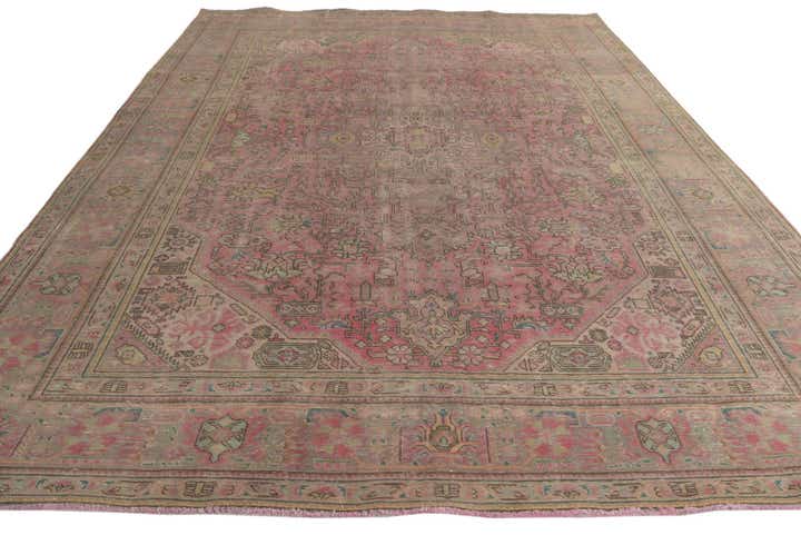 9' 5 x 12' 4 Hand Knotted Ultra Vintage Persian Wool Rug