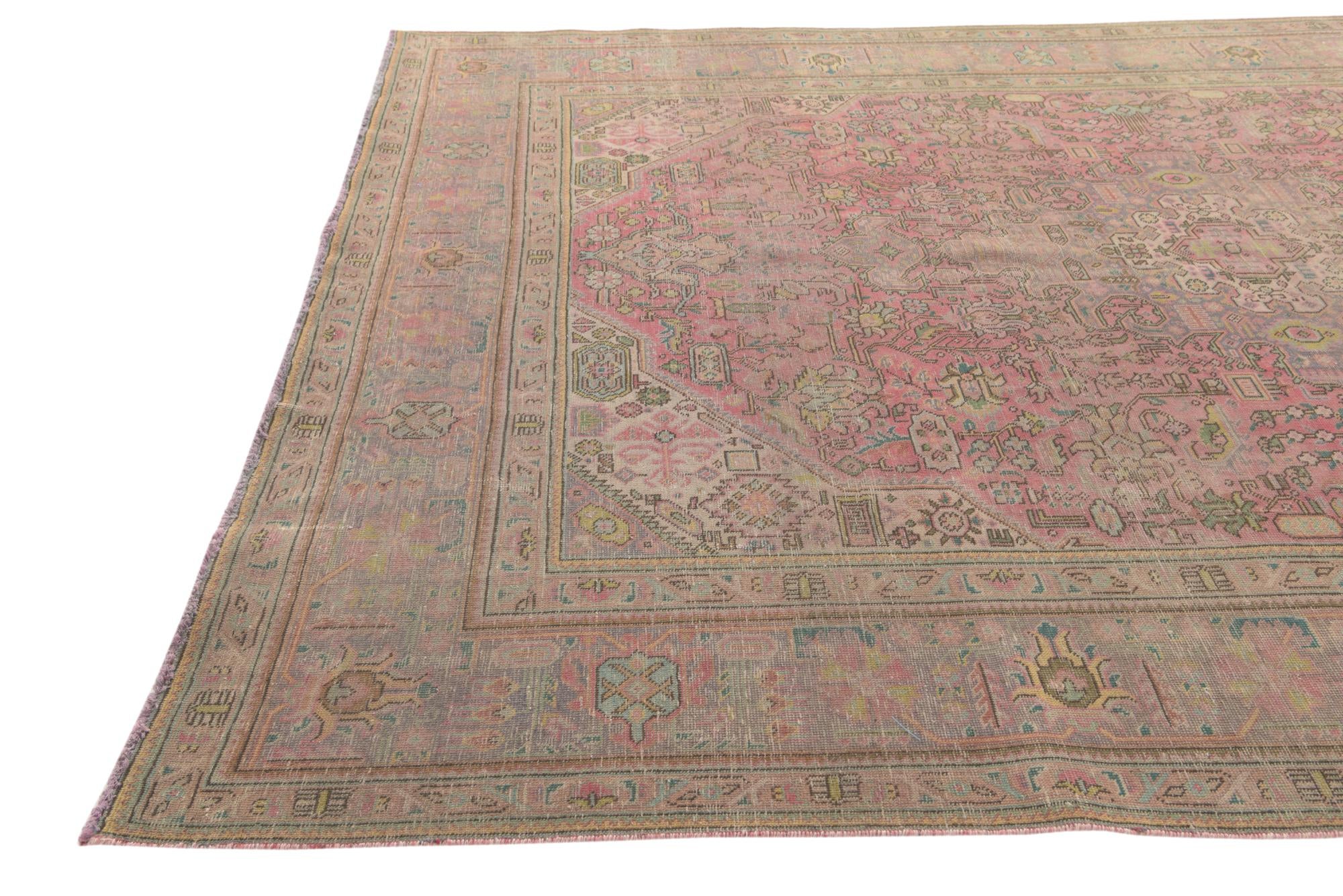 9' 5 x 12' 4 Hand Knotted Ultra Vintage Persian Wool Rug