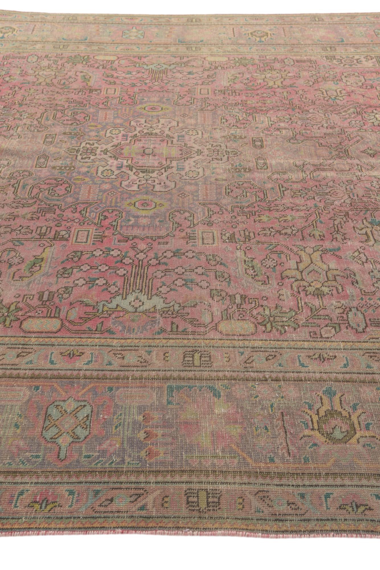 9' 5 x 12' 4 Hand Knotted Ultra Vintage Persian Wool Rug
