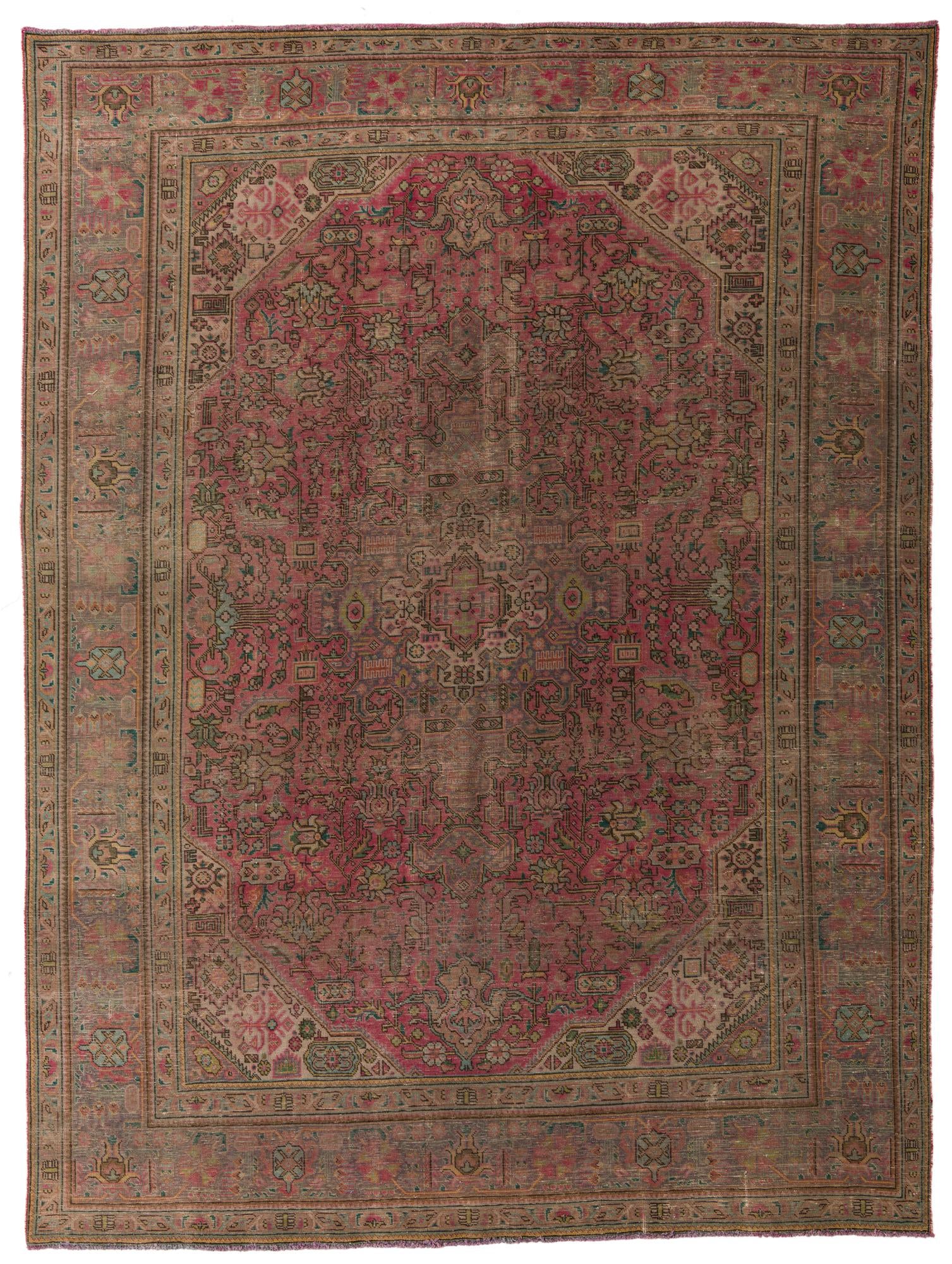 9' 5 x 12' 4 Hand Knotted Ultra Vintage Persian Wool Rug