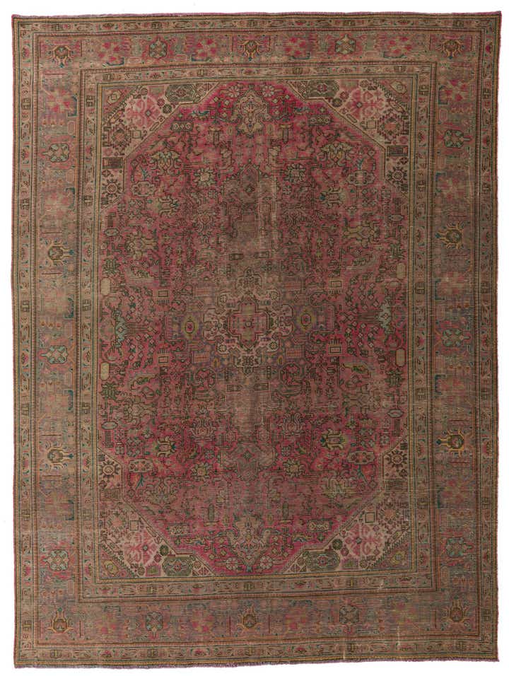 9' 5 x 12' 4 Hand Knotted Ultra Vintage Persian Wool Rug