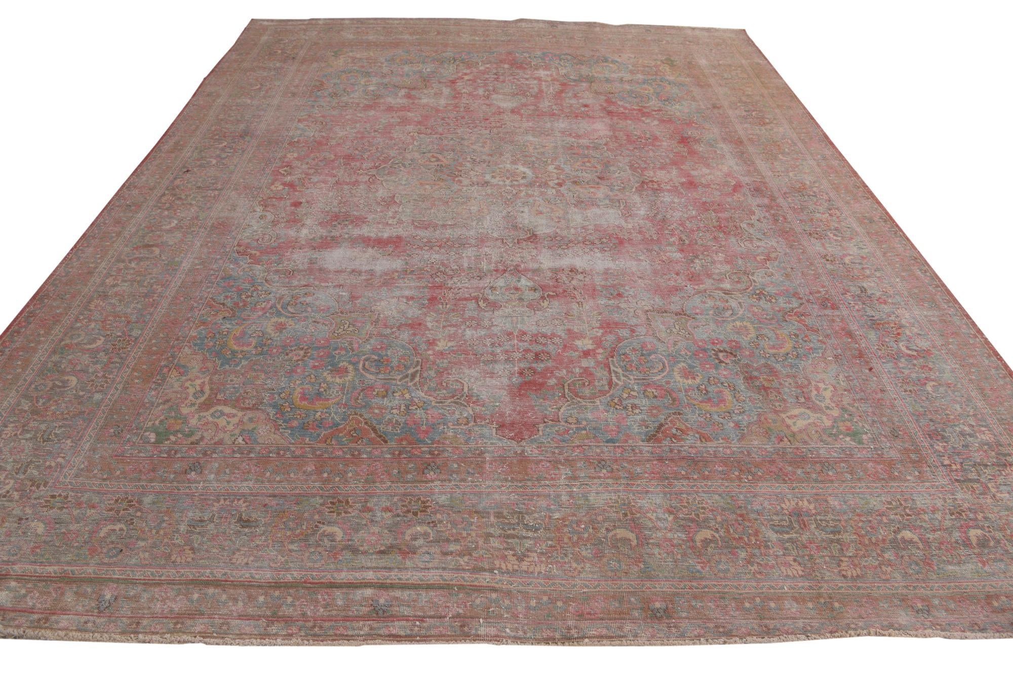 9' 8 x 12' 9 Hand Knotted Ultra Vintage Persian Wool Rug