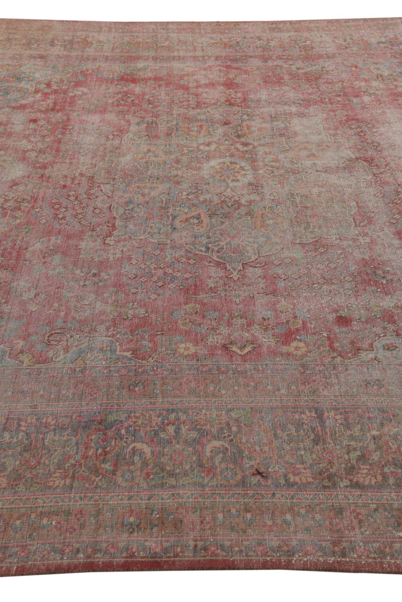 9' 8 x 12' 9 Hand Knotted Ultra Vintage Persian Wool Rug