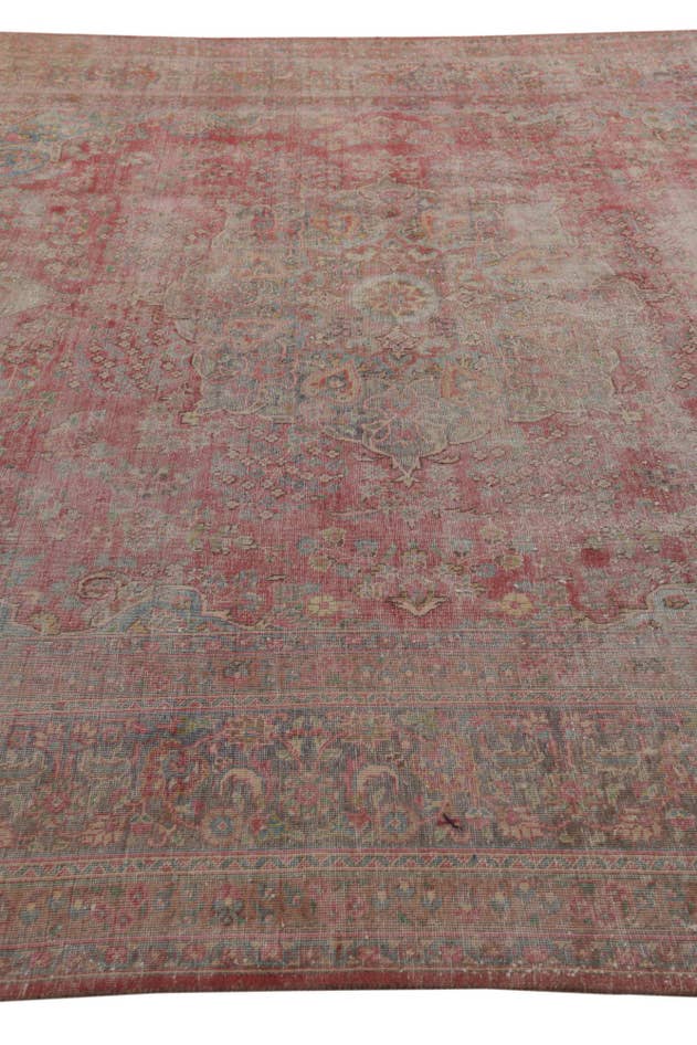 Detail image of 9' 8 x 12' 9 Hand Knotted Ultra Vintage Persian Wool Rug