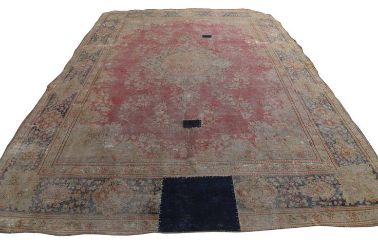 Detail image of 9' 4 x 13' Hand Knotted Ultra Vintage Persian Wool Rug