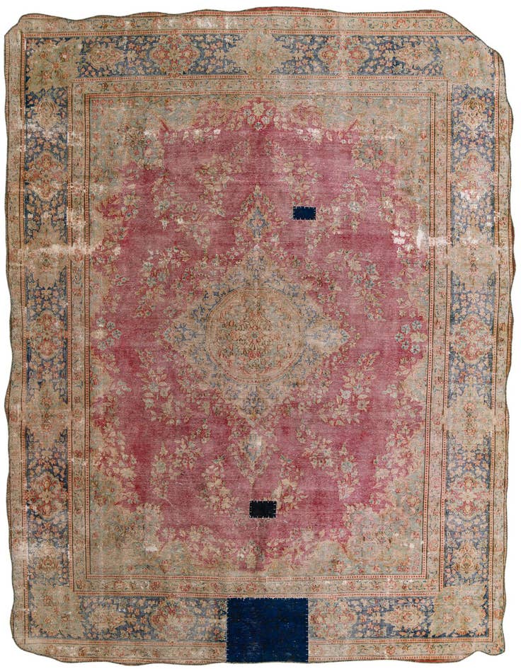 Detail image of 9' 4 x 13' Hand Knotted Ultra Vintage Persian Wool Rug