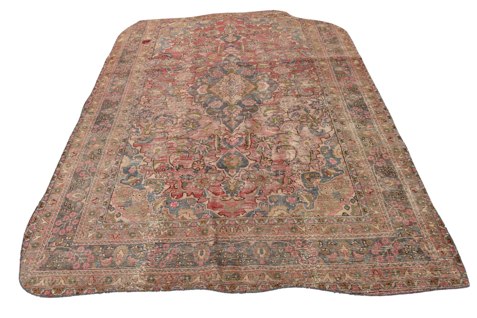 6' 4 x 8' 7 Hand Knotted Ultra Vintage Persian Wool Rug
