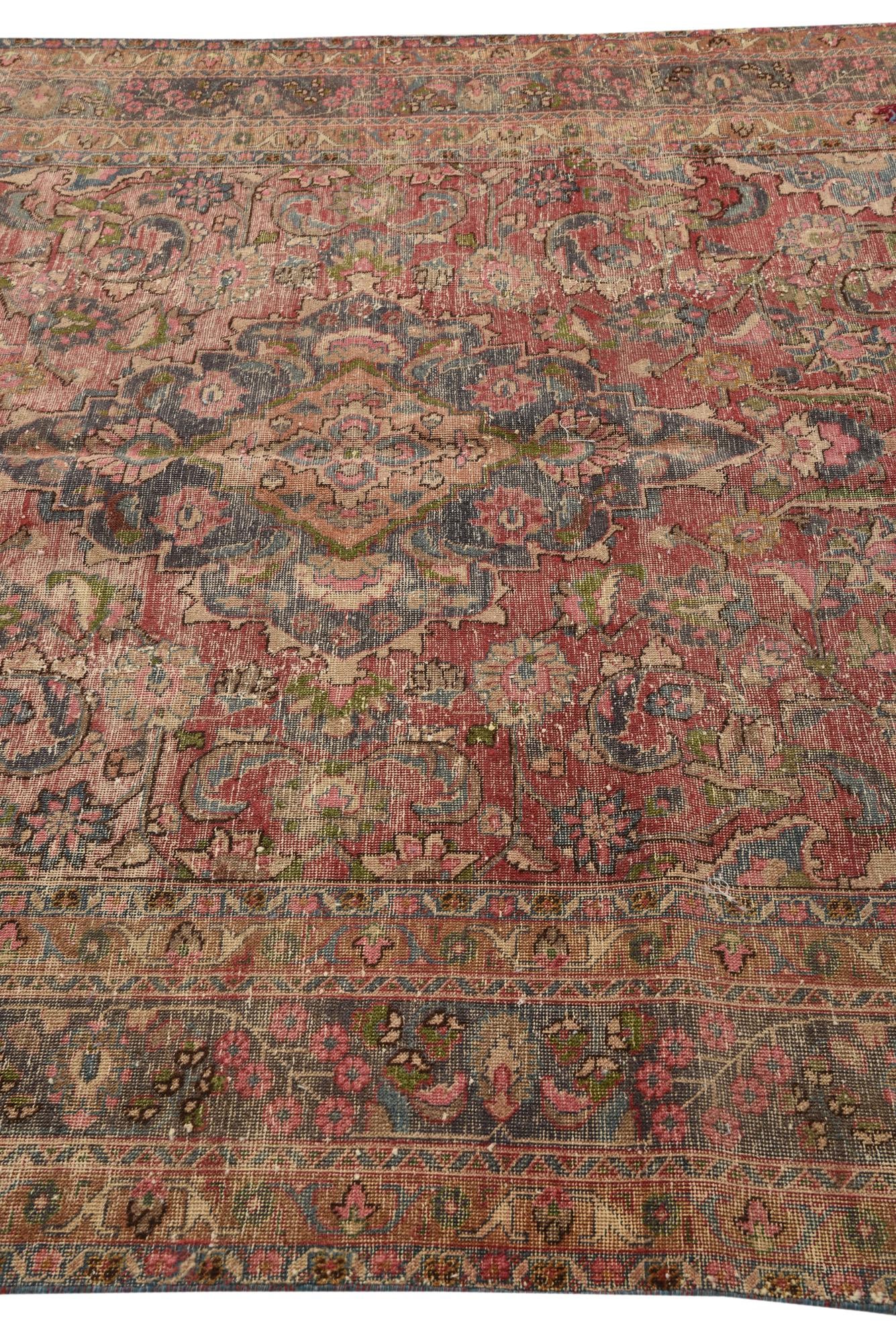 6' 4 x 8' 7 Hand Knotted Ultra Vintage Persian Wool Rug