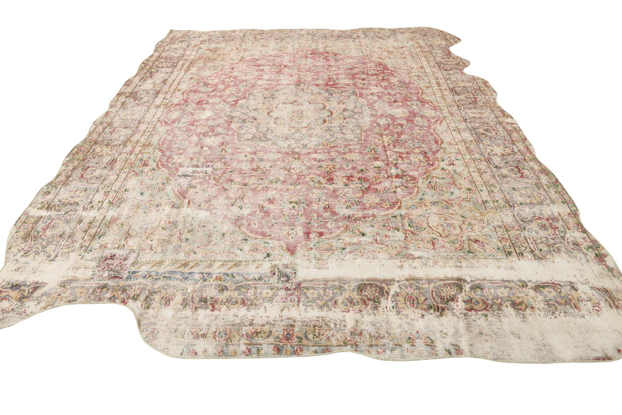 9' 8 x 12' 9 Hand Knotted Ultra Vintage Persian Wool Rug