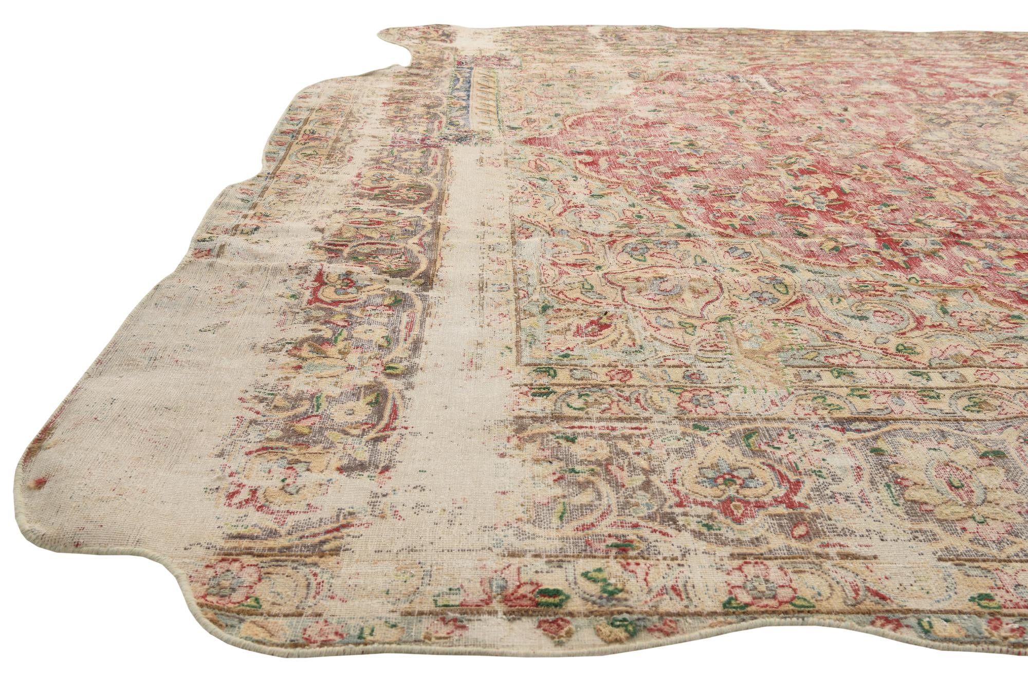 9' 8 x 12' 9 Hand Knotted Ultra Vintage Persian Wool Rug