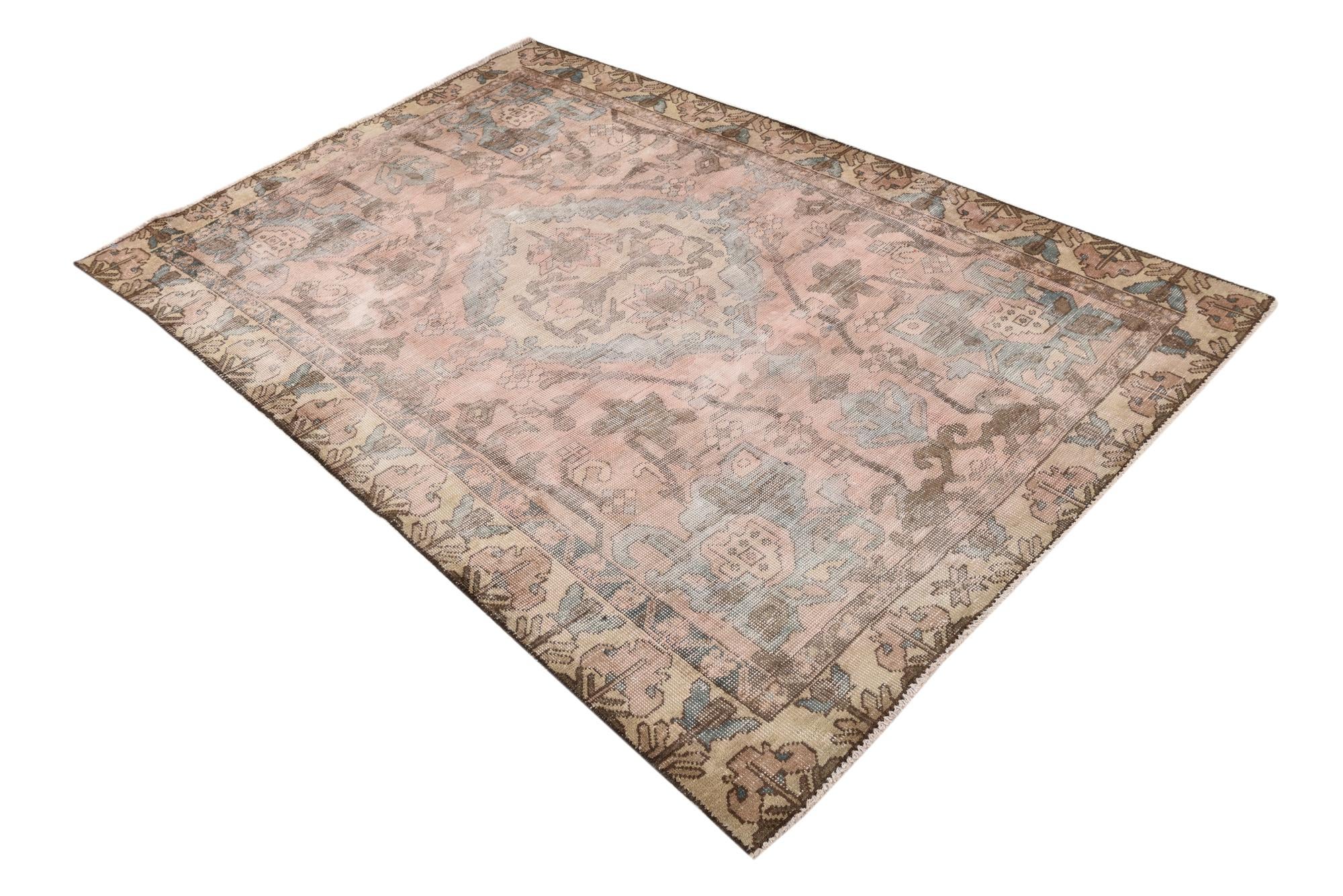 4' 6 x 6' 5 Hand Knotted Ultra Vintage Persian Wool Rug
