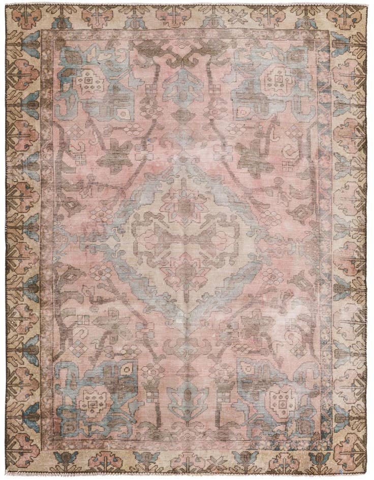 Detail image of 4' 6 x 6' 5 Hand Knotted Ultra Vintage Persian Wool Rug