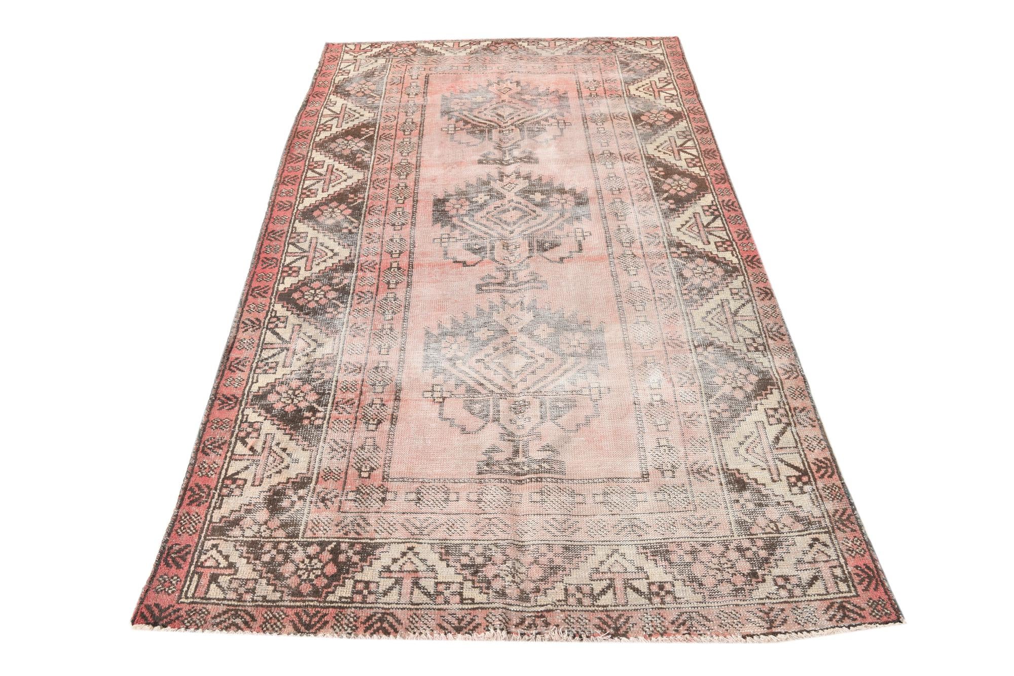 4' x 6' 8 Hand Knotted Ultra Vintage Persian Wool Rug