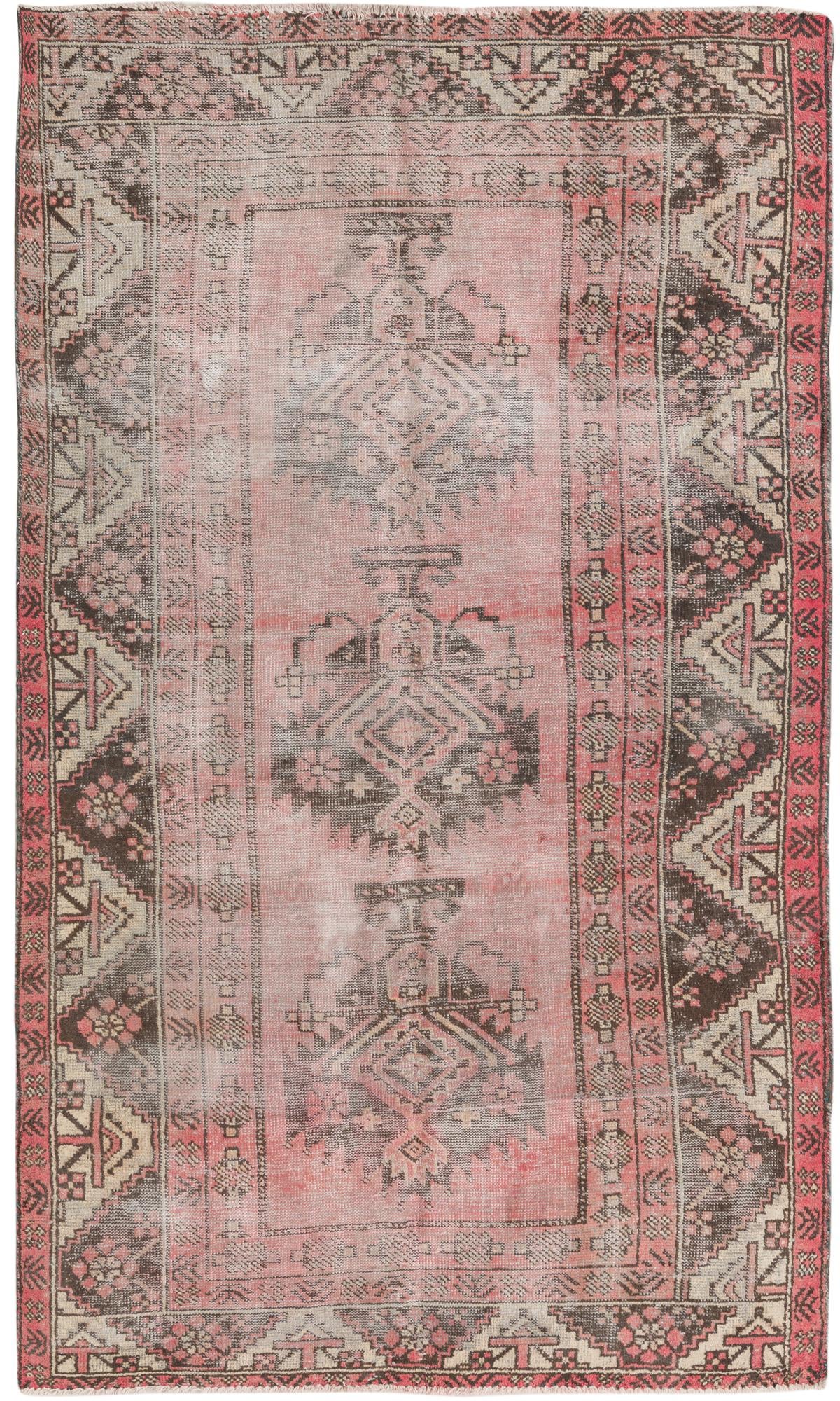 4' x 6' 8 Hand Knotted Ultra Vintage Persian Wool Rug