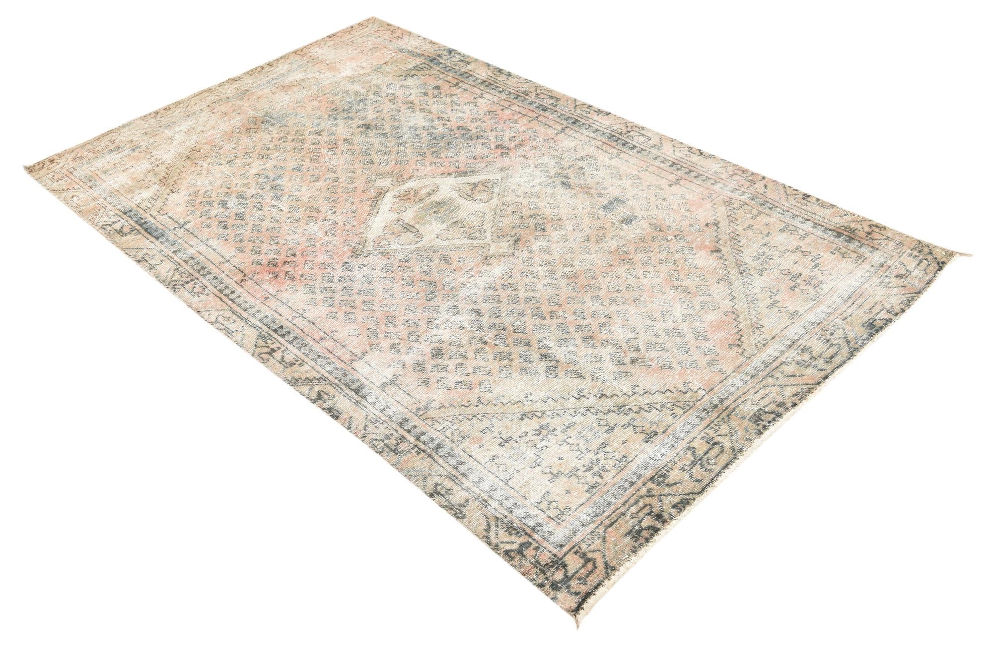 3' 10 x 6' 5 Hand Knotted Ultra Vintage Persian Wool Rug