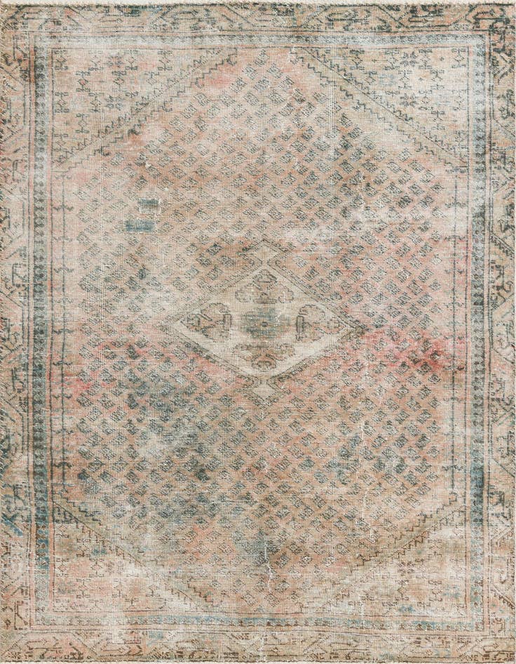 Detail image of 3' 10 x 6' 5 Hand Knotted Ultra Vintage Persian Wool Rug