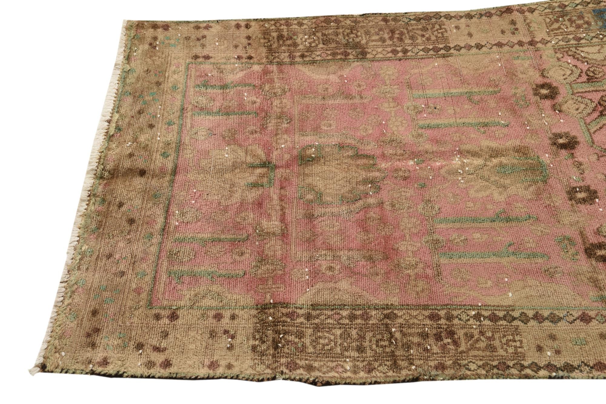 90cm x 170cm Hand Knotted Ultra Vintage Persian Wool Rug