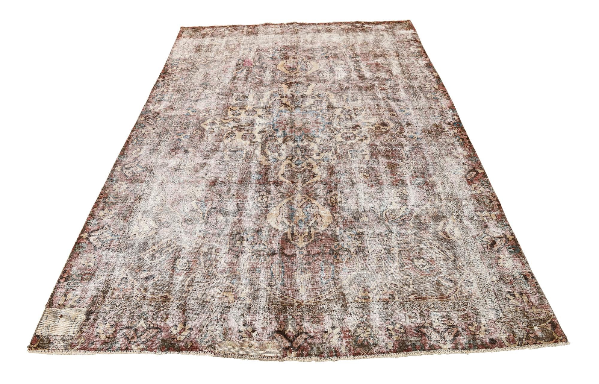 6' 5 x 9' 8 Hand Knotted Ultra Vintage Persian Wool Rug