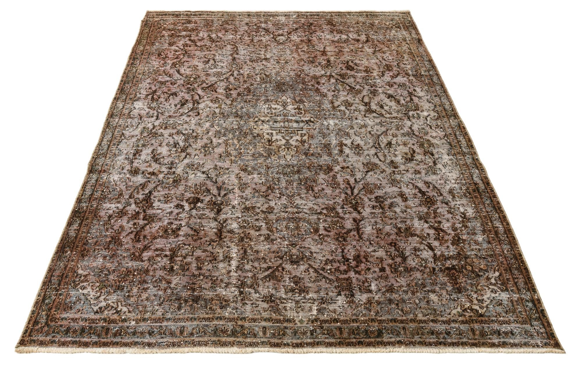 7' x 9' 9 Hand Knotted Ultra Vintage Persian Wool Rug