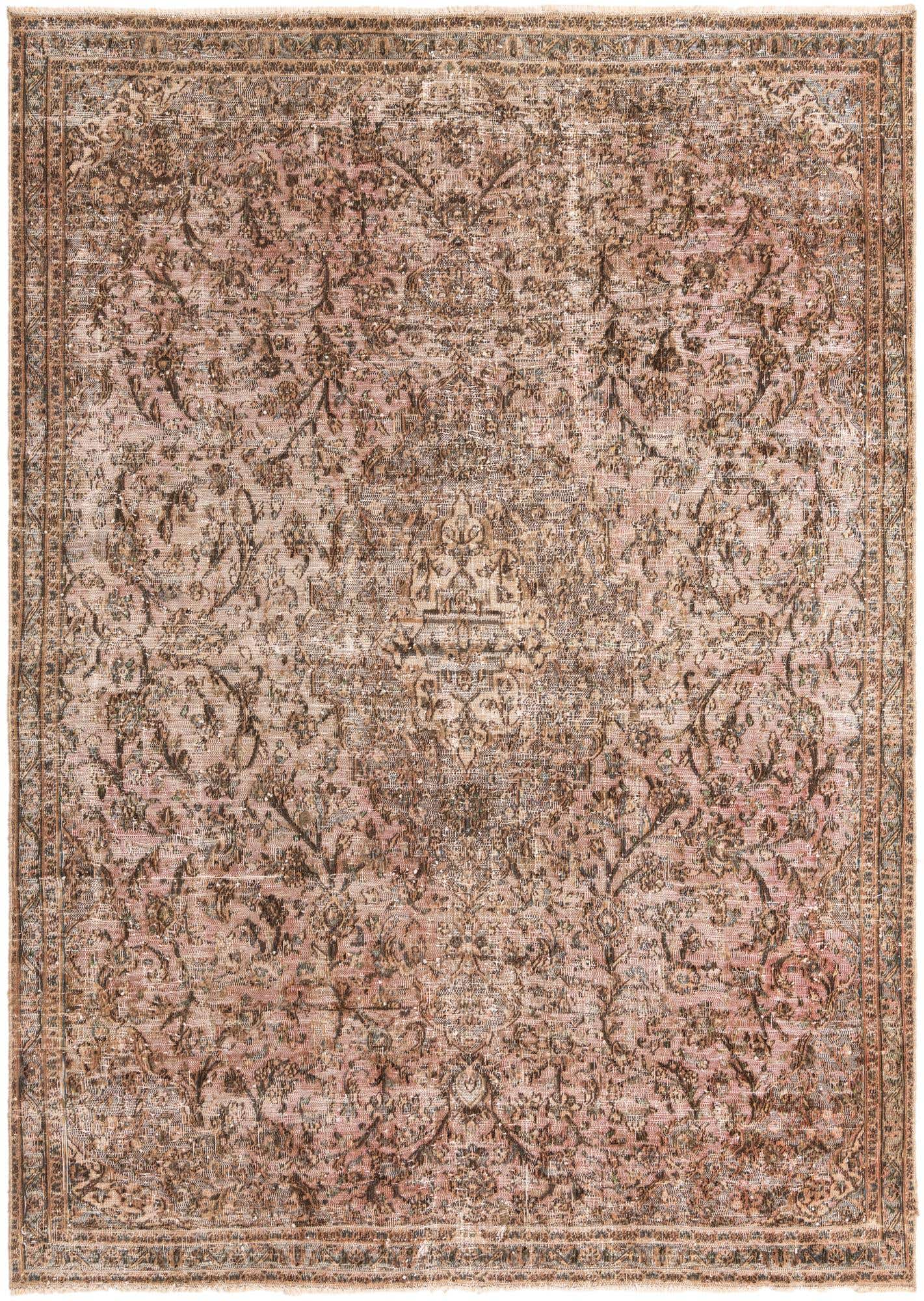 7' x 9' 9 Hand Knotted Ultra Vintage Persian Wool Rug