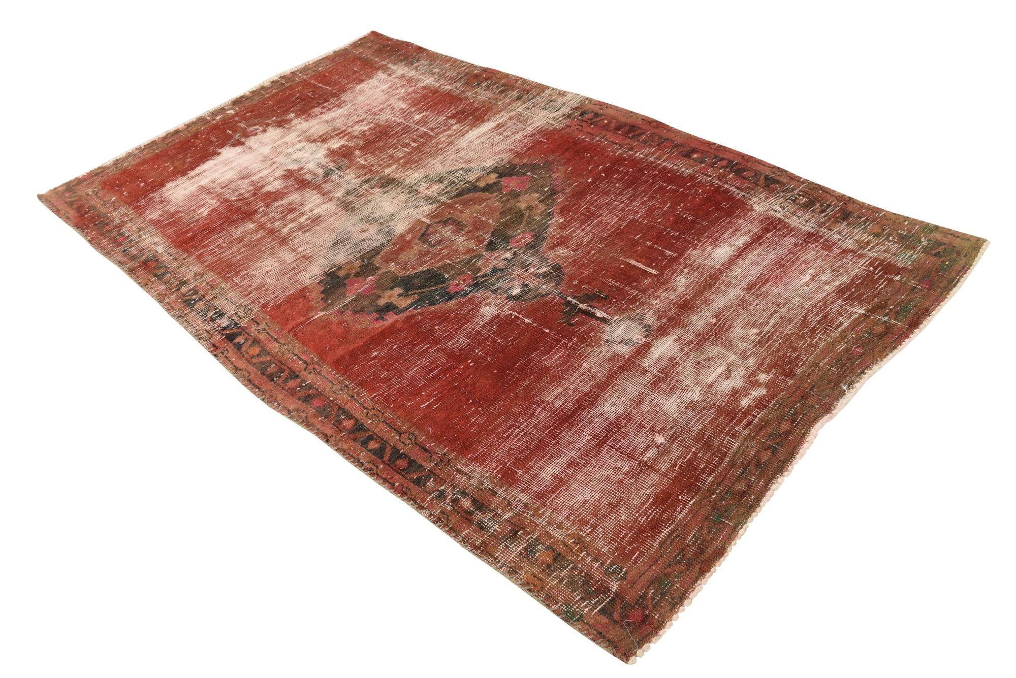4' 1 x 6' 9 Hand Knotted Ultra Vintage Persian Wool Rug