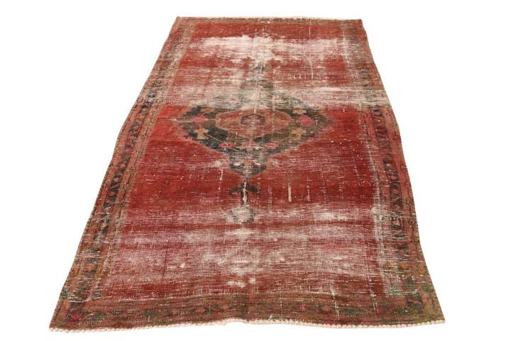 4' 1 x 6' 9 Hand Knotted Ultra Vintage Persian Wool Rug