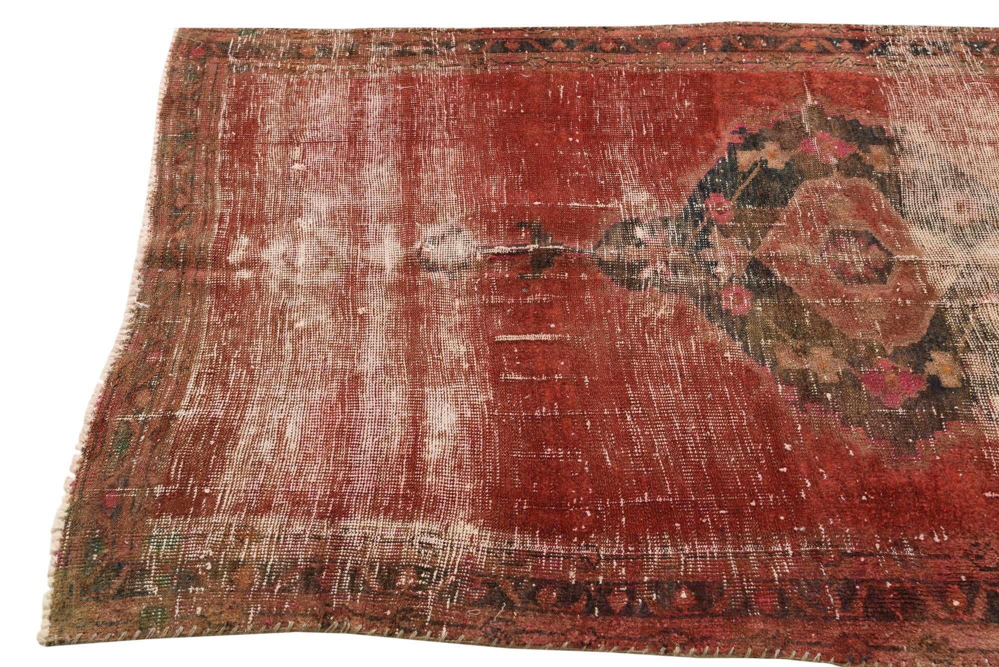 4' 1 x 6' 9 Hand Knotted Ultra Vintage Persian Wool Rug