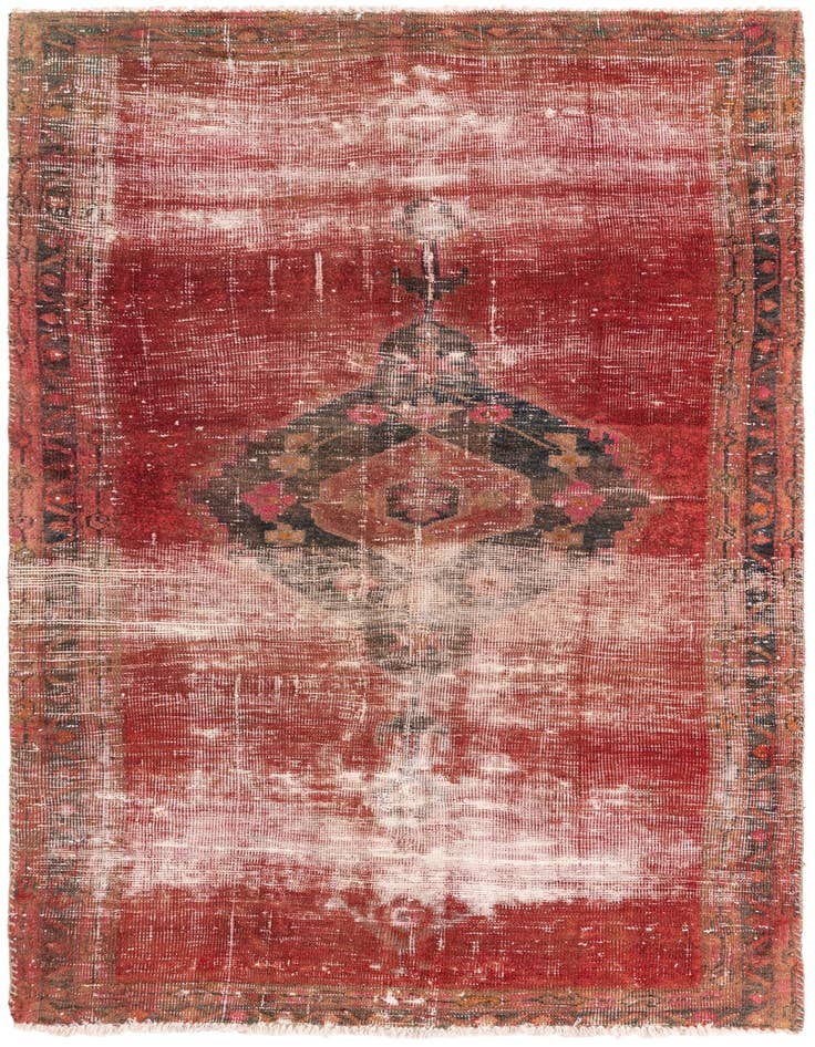 Detail image of 4' 1 x 6' 9 Hand Knotted Ultra Vintage Persian Wool Rug