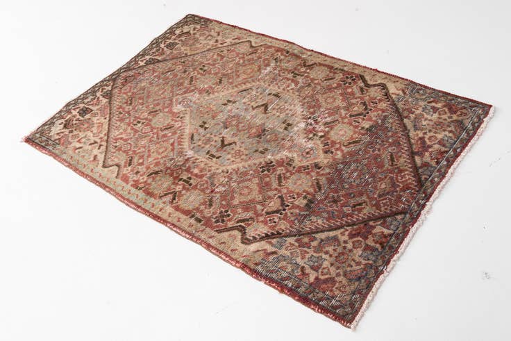 Detail image of 3' 4 x 4' 9 Hand Knotted Ultra Vintage Persian Wool Rug