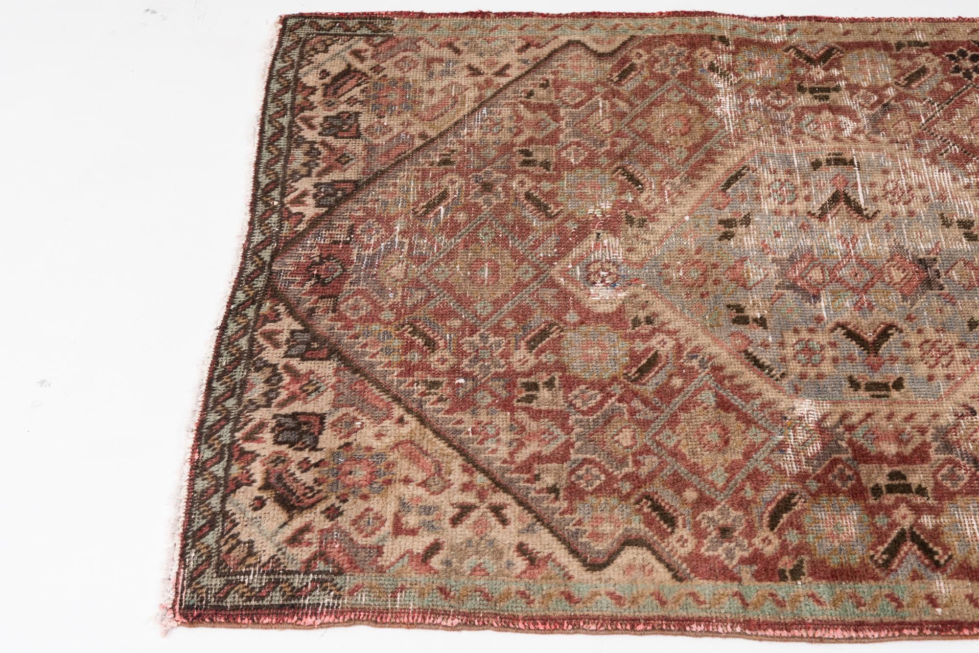 3' 4 x 4' 9 Hand Knotted Ultra Vintage Persian Wool Rug