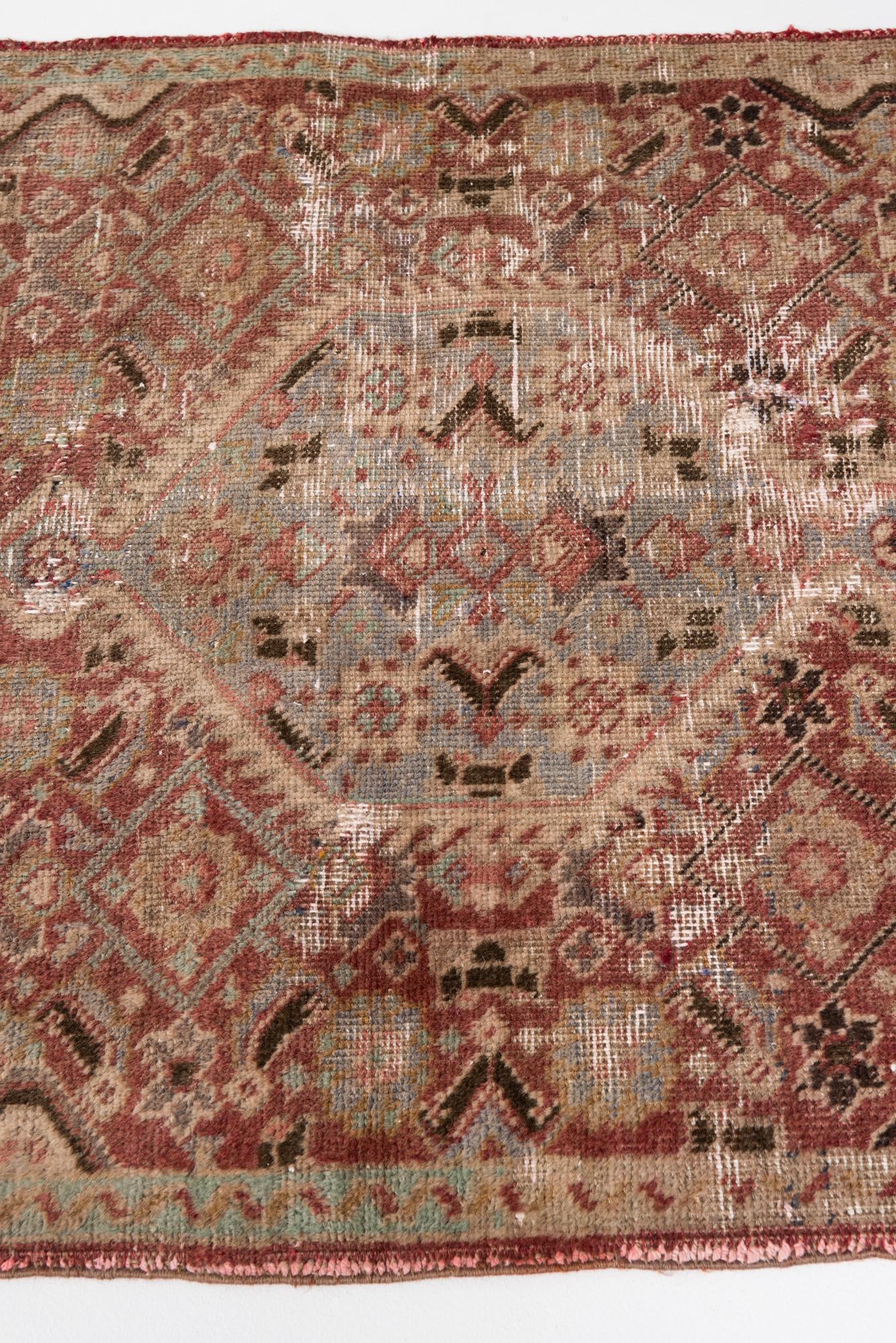 3' 4 x 4' 9 Hand Knotted Ultra Vintage Persian Wool Rug