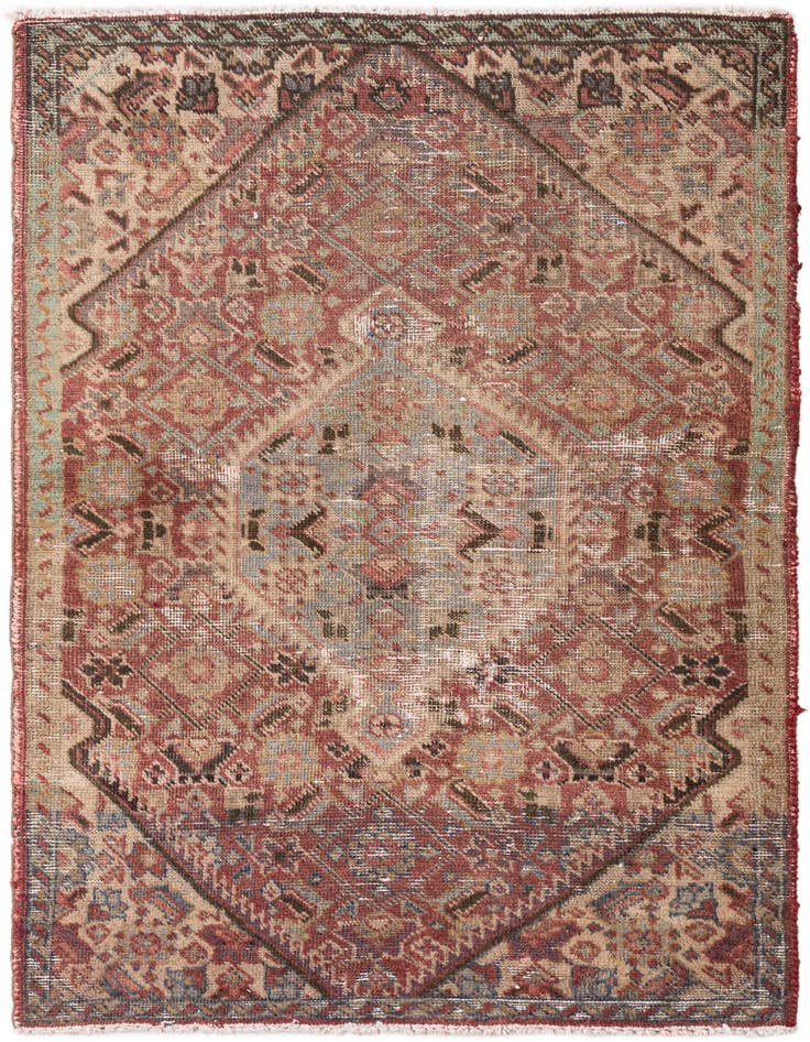 Detail image of 3' 4 x 4' 9 Hand Knotted Ultra Vintage Persian Wool Rug