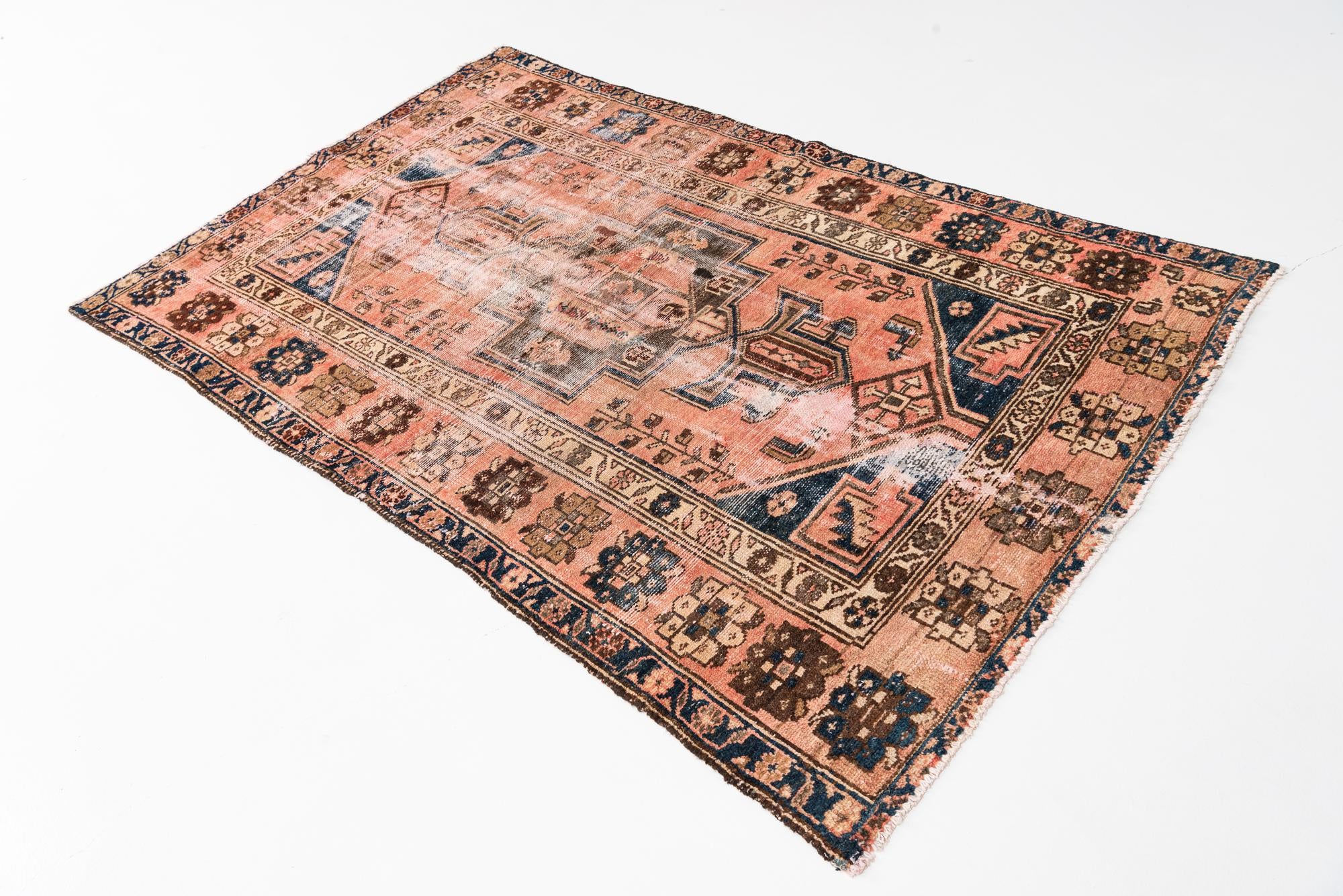 3' 10 x 6' 5 Hand Knotted Ultra Vintage Persian Wool Rug